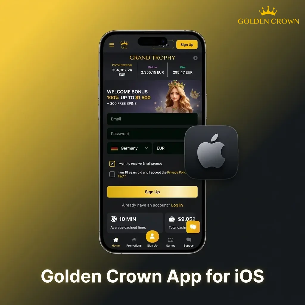 Golden Crown casino app on iOS App Store, compatible with iPhone and iPad running iOS 12.0 or later.
