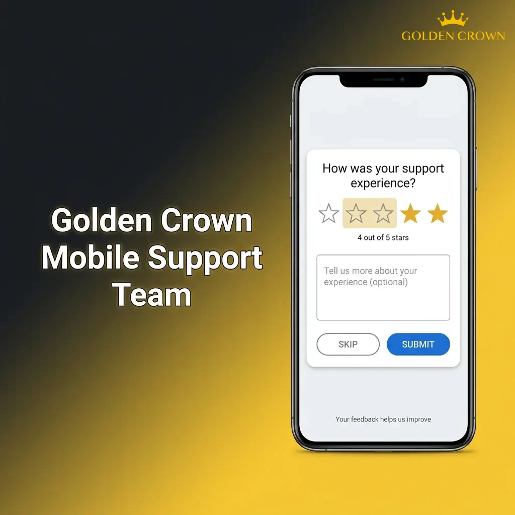 Golden Crown mobile app support team contact options including live chat, email, and FAQ section available 24/7
