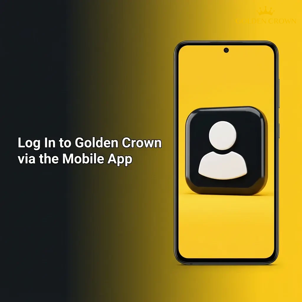Person tapping the Log In button on the Golden Crown mobile app to access their casino account on a smartphone.