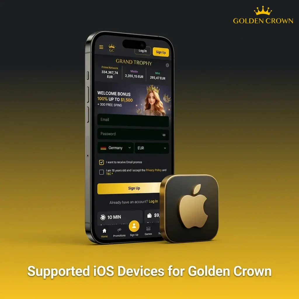 Compatible iOS devices for Golden Crown PWA: iPhones 11-15, iPad Air, iPad Pro, iPod Touch running iOS 13+