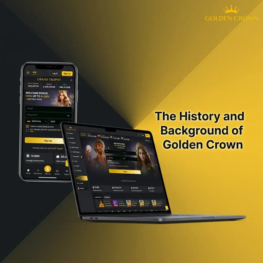 Golden Crown online casino logo and headquarters overview, founded 2021, Curacao licensed gaming platform for Canada
